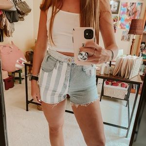 Vintage Striped Jean Shorts